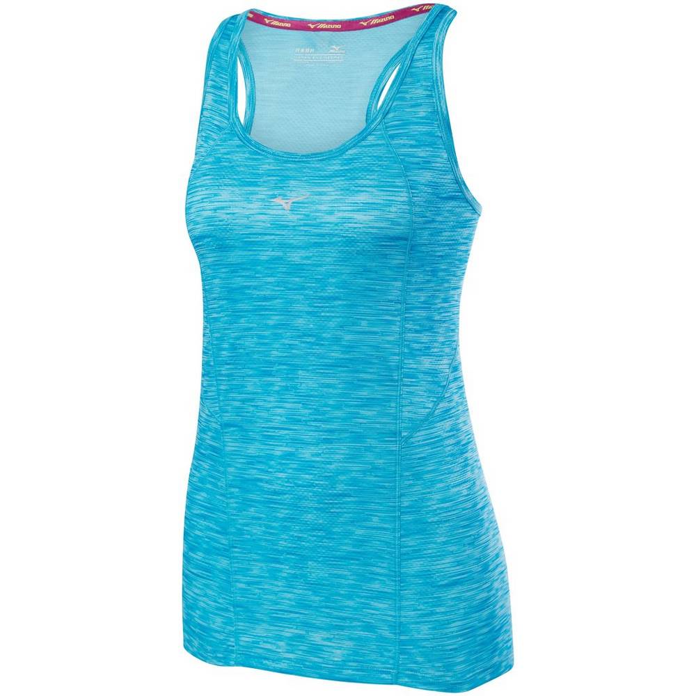 Womens Mizuno Alpha Vent Running Tank Top Blue Turquoise Philippines (BXATEK135)